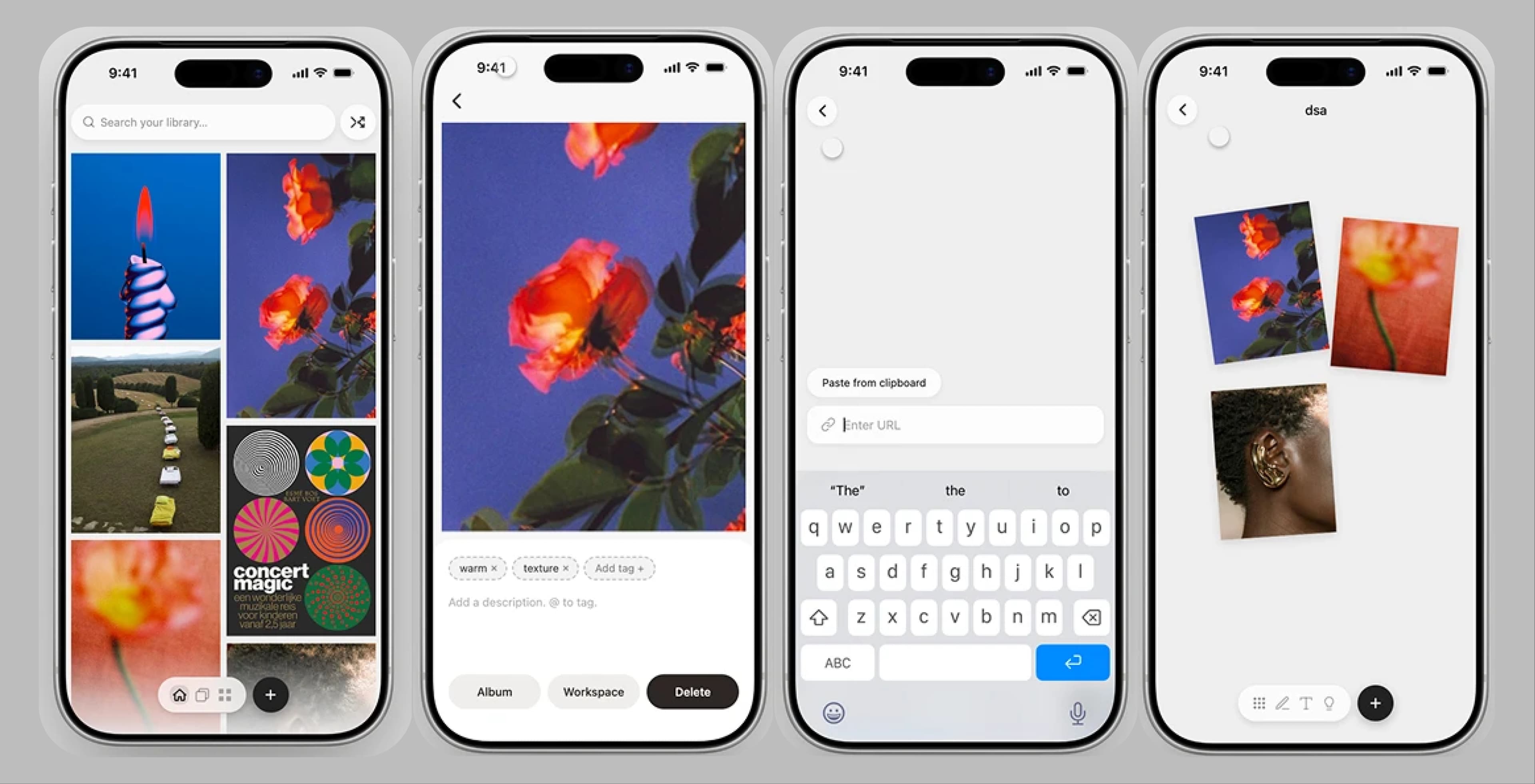 Dock of competitor app icons analyzed for Spur: mymind, Milanote, Eagle, and Obsidian