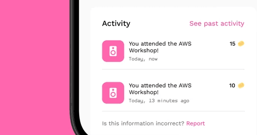 Activity feed screen in the DubCoin app